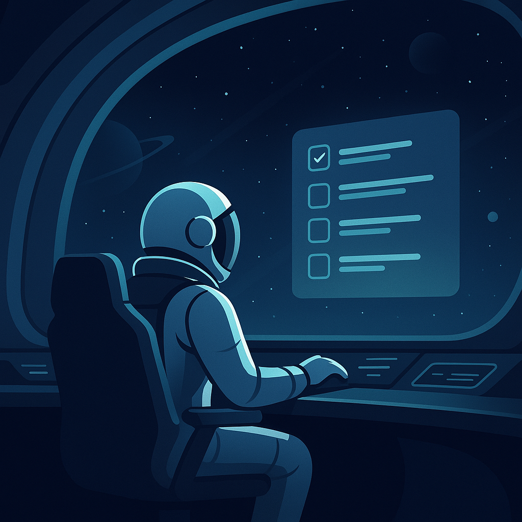 Astronaut creating tasks with AI